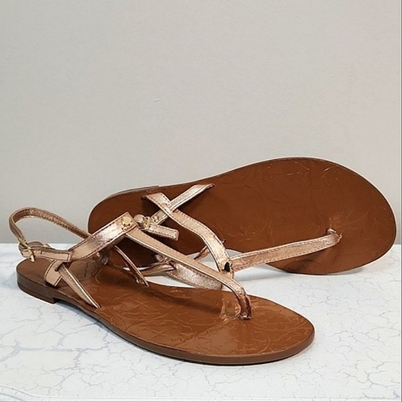 Kate Spade Citrine Rose Gold Thong Sandals, Size 6 ~ EUC - Picture 1 of 12
